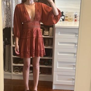 Free people burnt Orange dress with cutouts